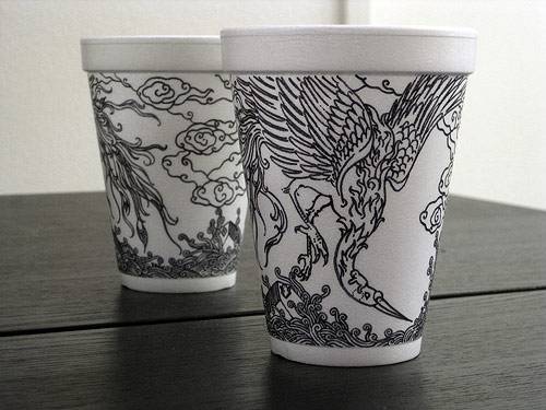 Coffee cup illustrations by Cheeming Boey